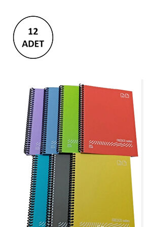 FRESCO Spiralli Plastik Defter A4 72 Yaprak Kareli GP.3-4933000-2011 12 Adet