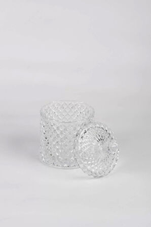 Kristal Desen Noktalı Şekerlik İşleme Kapaklı Çay Sunum 8 x 8 cm