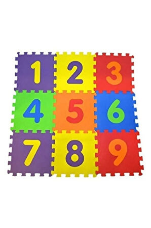 9 Parça Büyük Boy Rakamlı Sayılı Sünger Yapılı Oyun Karosu Yer Matı Puzzle Yapboz   -68803