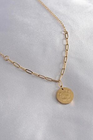 316L Çelik Gold Renk Ayıcık İşleme Kadın Kolye - BJ-BKO7153