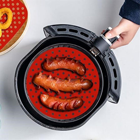 TOPTANBULURUM Renkli Isıya Dayanıklı Yıkanılabilir Silikon Fırın Ve Airfryer Yuvarlak Pişirme Matı 23 Cm
