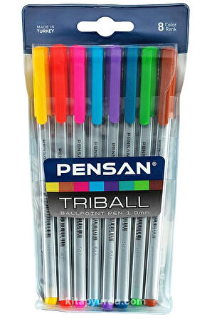 Pensan Triball Tükenmez Kalem Renkli 8'li Set