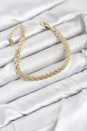 CM Singapur Zincir Model Gold Renk Pirinç Kadın Bileklik