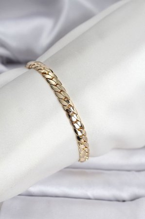 14K Gold Renk Kaplama Ezme Zincir Model Kadın Bileklik