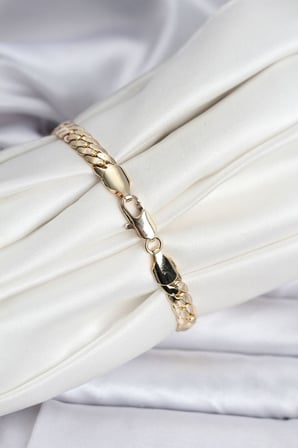 14K Gold Renk Kaplama Ezme Zincir Model Kadın Bileklik