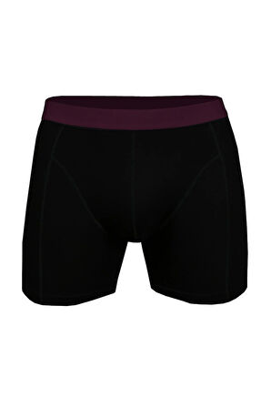 Bambu Boxer Erkek Siyah Bordo Lastikli