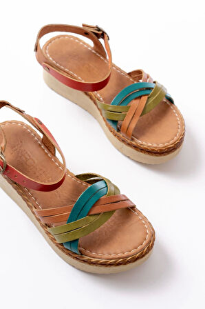 730-037 Multi Hakiki Deri Ortopedik Taban Kadın Sandalet