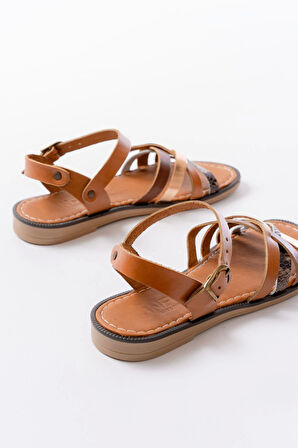 205-093 Taba Garni Hakiki Deri Ortopedik Taban Kadın Sandalet