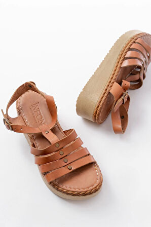 730-142 Taba Hakiki Deri Ortopedik Taban Kadın Sandalet