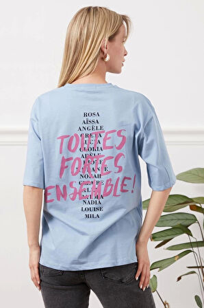 Baskılı Tişört Mavi