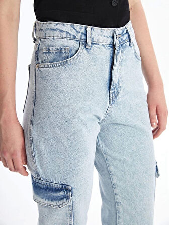 Kargo Cep Kar Yıkama Jeans Pantolon