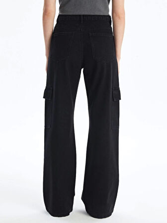 Kargo Cep Jeans Pantolon Siyah