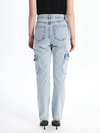 Kargo Cep Kar Yıkama Jeans Pantolon