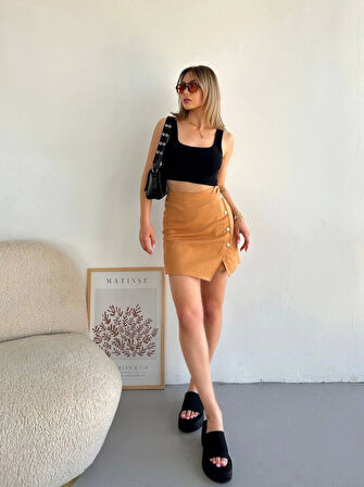 Dört Çıtçıtlı Gabardin Şort Etek