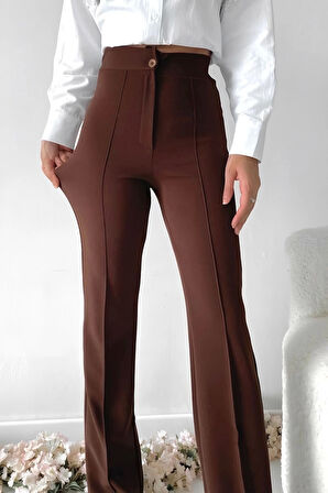 Önü Cumalı İthal Krep Pantolon