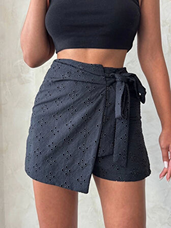 Brodeli Şort Etek S255075