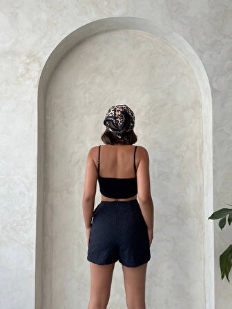 Brodeli Şort Etek S255075