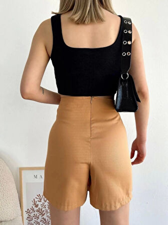 Dört Çıtçıtlı Gabardin Şort Etek