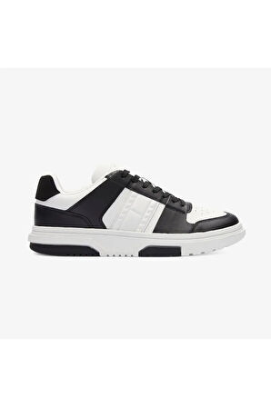 Erkek Marka Logolu Düz Taban Kaydırmaz Günlük Kullanım Siyah Sneaker