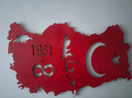 DGRK Özel Atatürk ve Türkiye Haritası Tasarım Tablo Ahşap Dekoratif Duvar Tablosu