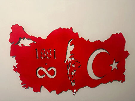 DGRK Özel Atatürk ve Türkiye Haritası Tasarım Tablo Ahşap Dekoratif Duvar Tablosu