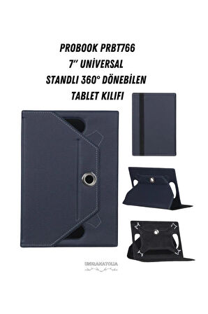 Probook PRBT766 - 7"  Universal Standlı 360° Dönebilen Tablet Kılıfı