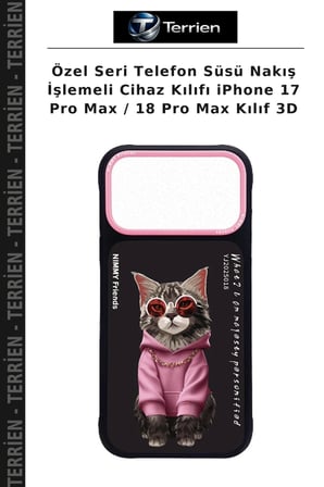 Özel Seri Telefon Süsü Nakış İşlemeli Cihaz Kılıfı iPhone 17 Pro Max / 18 Pro Max Kılıf 3D