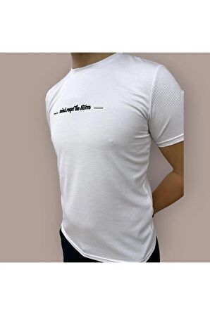 Erkek Slim Fit Enjeksiyon Baskılı Pamuklu T-Shirt