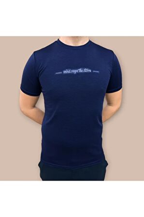 Erkek Slim Fit Enjeksiyon Baskılı Pamuklu T-Shirt