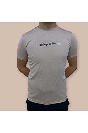 Erkek Slim Fit Enjeksiyon Baskılı Pamuklu T-Shirt