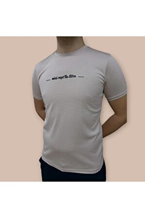 Erkek Slim Fit Enjeksiyon Baskılı Pamuklu T-Shirt