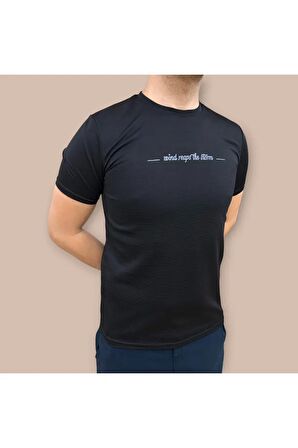 Erkek Slim Fit Enjeksiyon Baskılı Pamuklu T-Shirt