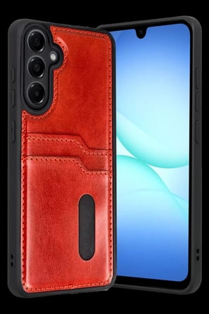 Samsung Galaxy A37 5G Sara Kartvizitli Deri Kılıf - Kırmızı