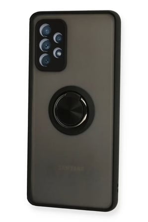 Samsung Galaxy A72 Kılıf Montreal Yüzüklü Silikon Kapak - Siyah