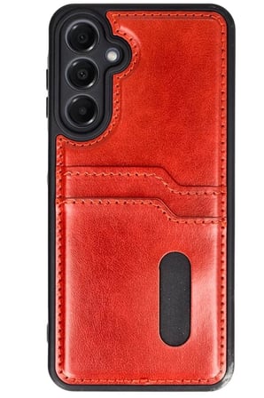 Samsung Galaxy S24 FE Kılıf Sara Kartvizitli Deri Kılıf - Kırmızı