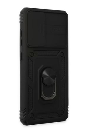 Samsung Galaxy A72 Kılıf Pars Lens Yüzüklü Silikon - Siyah