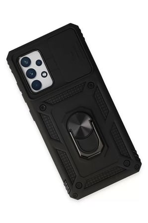 Samsung Galaxy A72 Kılıf Pars Lens Yüzüklü Silikon - Siyah