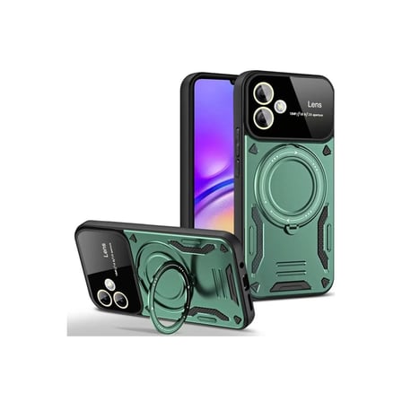Samsung Galaxy A06 Kılıf Joy Lens Standlı Kapak - Koyu Yeşil