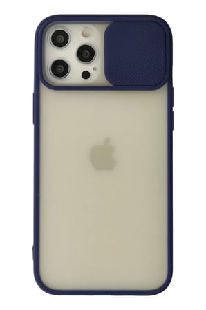 Apple iPhone 12 Pro Max Kılıf Palm Buzlu Kamera Sürgülü Silikon - Lacivert