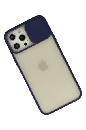 Apple iPhone 12 Pro Max Kılıf Palm Buzlu Kamera Sürgülü Silikon - Lacivert