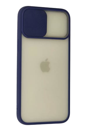 Apple iPhone 12 Pro Max Kılıf Palm Buzlu Kamera Sürgülü Silikon - Lacivert