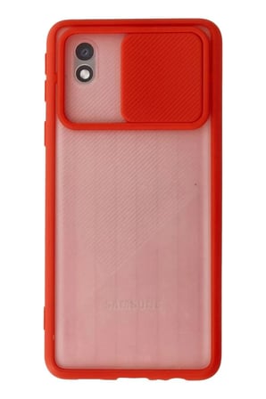Samsung Galaxy A01 Core Kılıf Palm Buzlu Kamera Sürgülü Silikon - Kırmızı