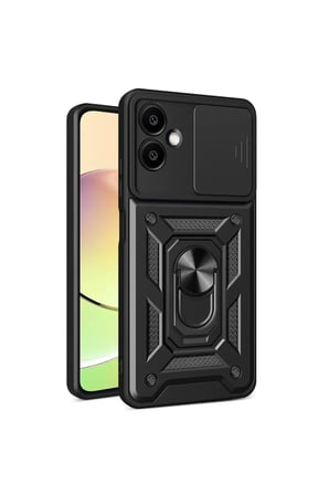 Samsung Galaxy A06 Kılıf Pars Lens Yüzüklü Silikon - Siyah