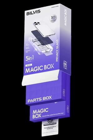 Apple iPhone 16 Pro Max Bilvis 5in1 5D Magic Hayalet Cam Ekran Koruyucu - Siyah