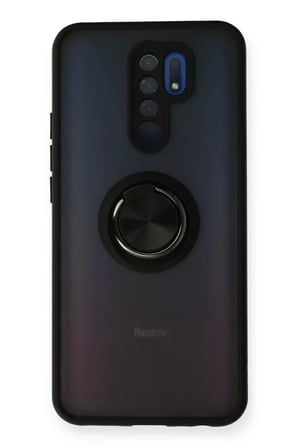 Xiaomi Uyumlu Redmi 9 Kılıf Montreal Yüzüklü Silikon Kapak - Siyah