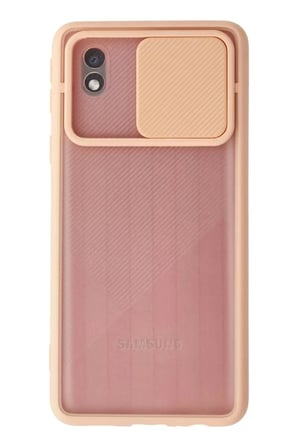 Samsung Galaxy A01 Core Kılıf Palm Buzlu Kamera Sürgülü Silikon - Pembe