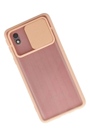 Samsung Galaxy A01 Core Kılıf Palm Buzlu Kamera Sürgülü Silikon - Pembe