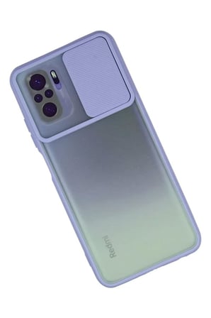 Xiaomi Redmi Note 10 Kılıf Palm Buzlu Kamera Sürgülü Silikon - Lila