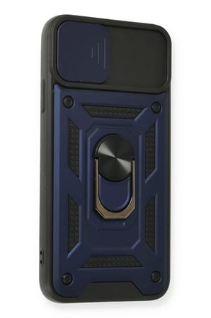 Apple iPhone 11 Pro Max Kılıf Pars Lens Yüzüklü Silikon - Lacivert