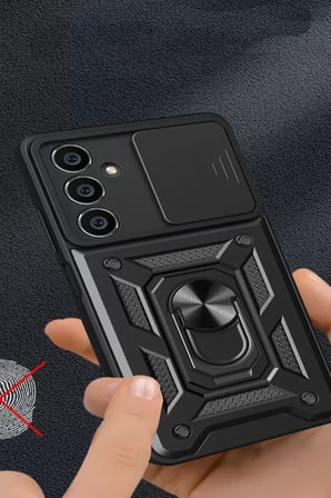 Samsung Uyumlu Galaxy A05 Kılıf Pars Lens Yüzüklü Silikon - Kırmızı